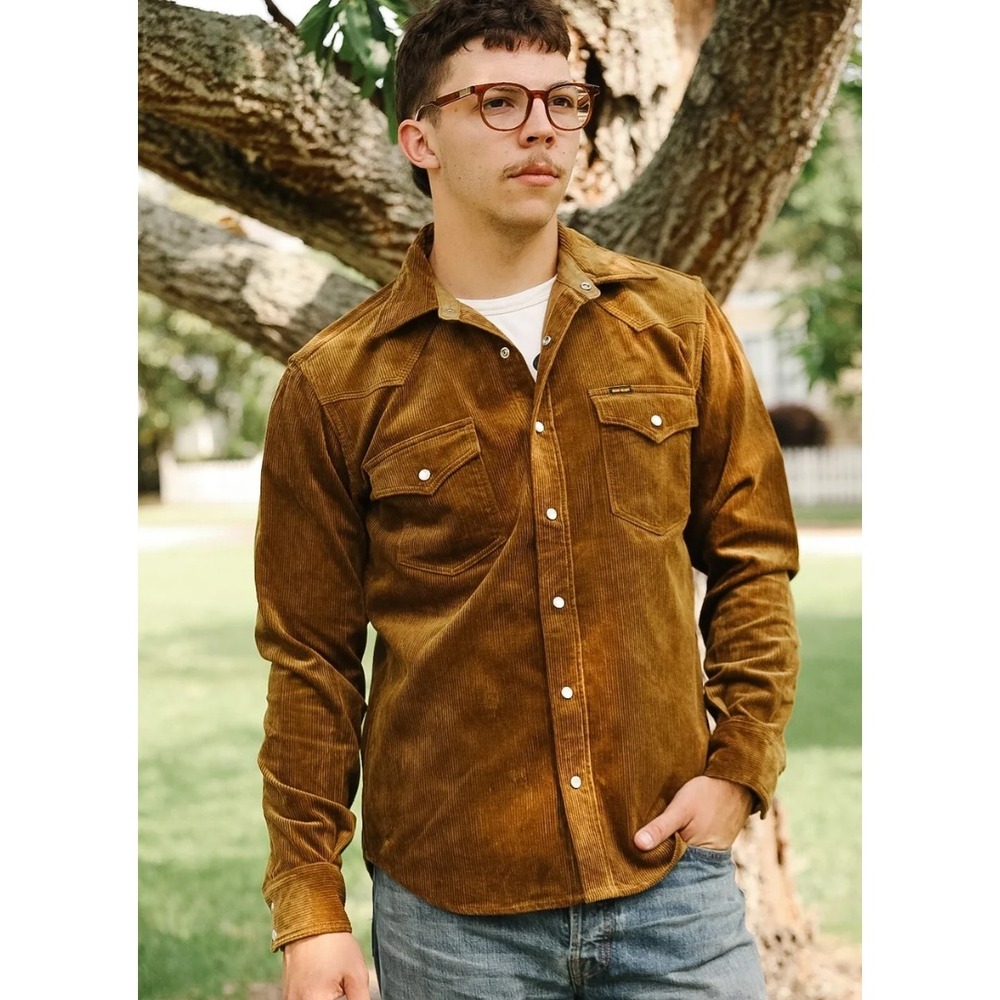 Iron Heart IHSH-398 Heavy Weight Corduroy Western Shirt Brown XL NEW Workwear